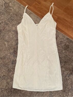 Atoir White Mini Slip Dress with Adjustable Spaghetti Straps